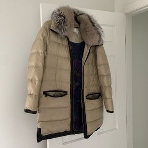 Trina Turk puffer jacket with genuine fur collar